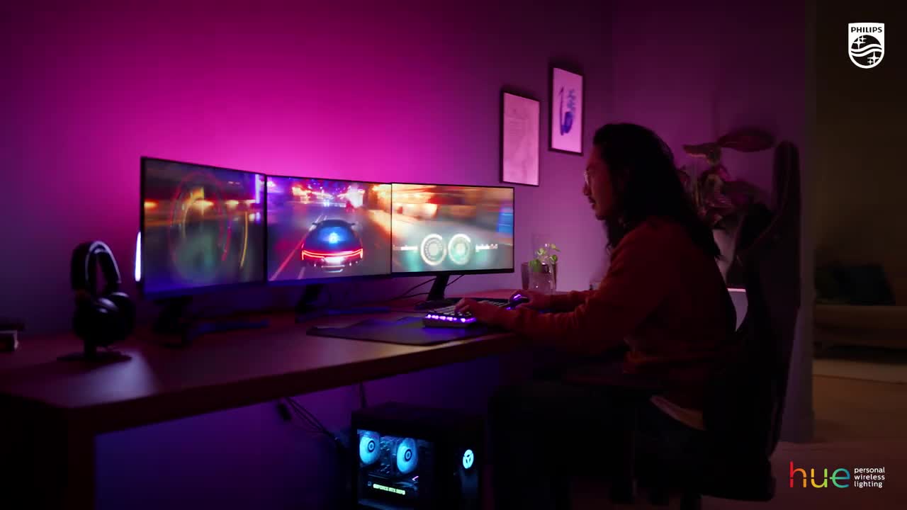 Philips Hue Play Gradient Lightstrip für drei Monitore