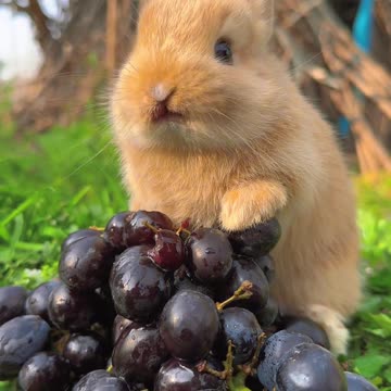 Rabbit Eating Black Grapes