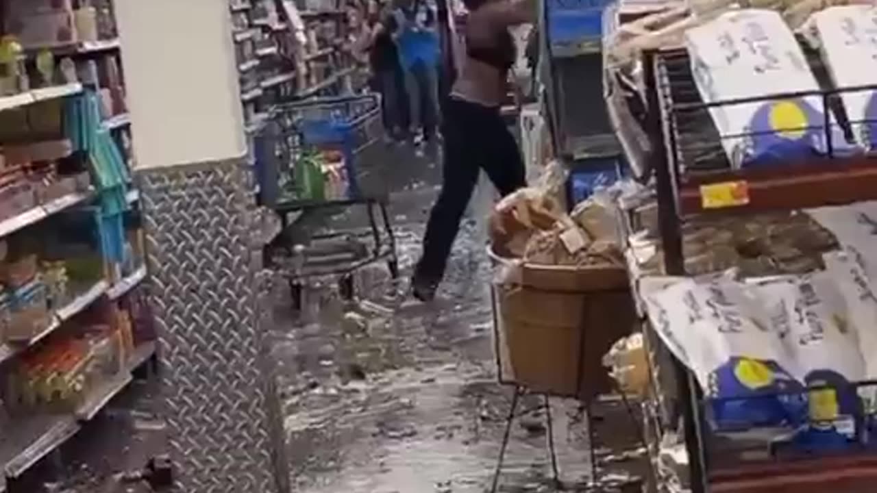 Black ass hoe smashes the shit out of Bottles at Walmart in USA
