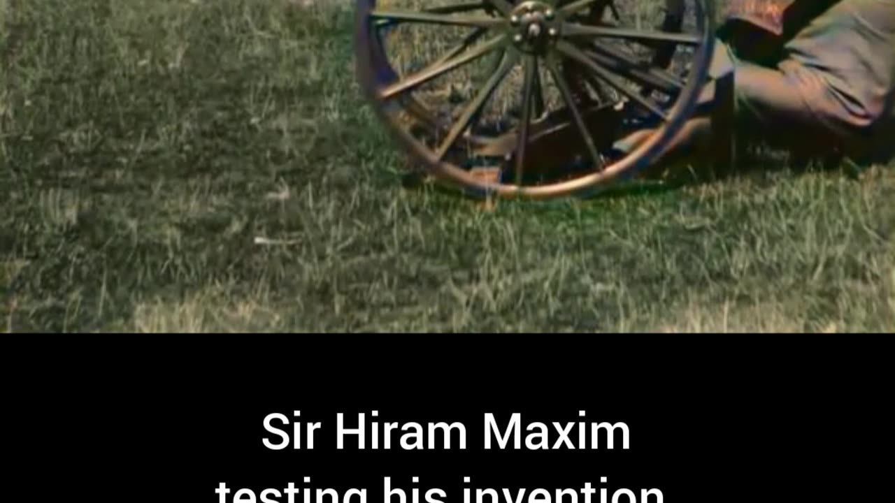 Sir Hiram Maxim testing his invention machine gun 1897 revolutionary #Colourized footage 🔫 🎩 🎥