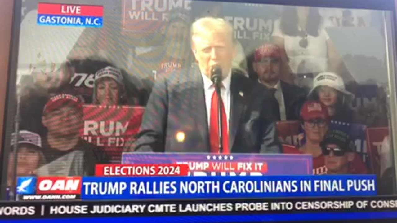 🦅 OAN rally Gastonia NC president Donald j trump won’t raise taxes Kamala will raise all taxes