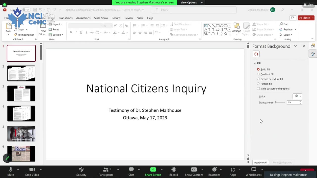 Dr. Stephen Malthouse at National Citizen's Enquiry: A Physician's Perspective