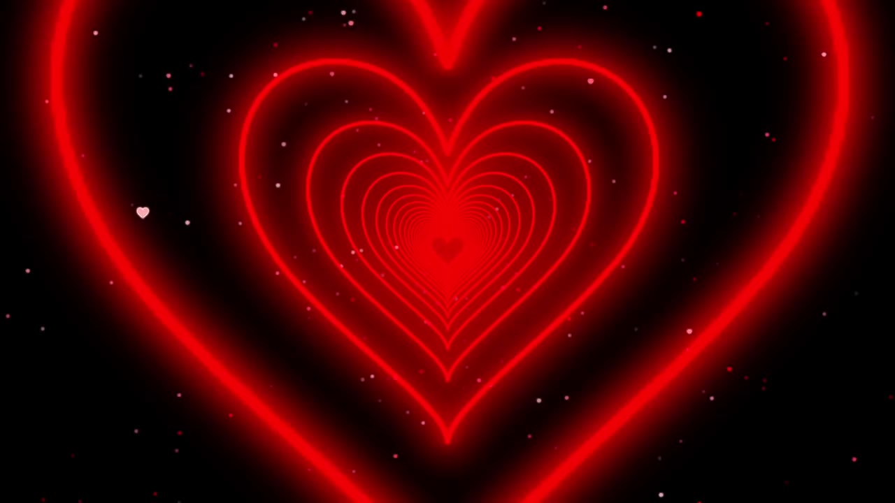 075. Heart Tunnel❤️Red Heart Background Neon Heart Background Video