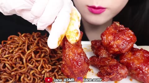 ASMR BLACK BEAN FIRE NOODLES_ FRIED CHICKEN 양념치킨_ 짜장 불닭볶음면 먹방 MUKBANG