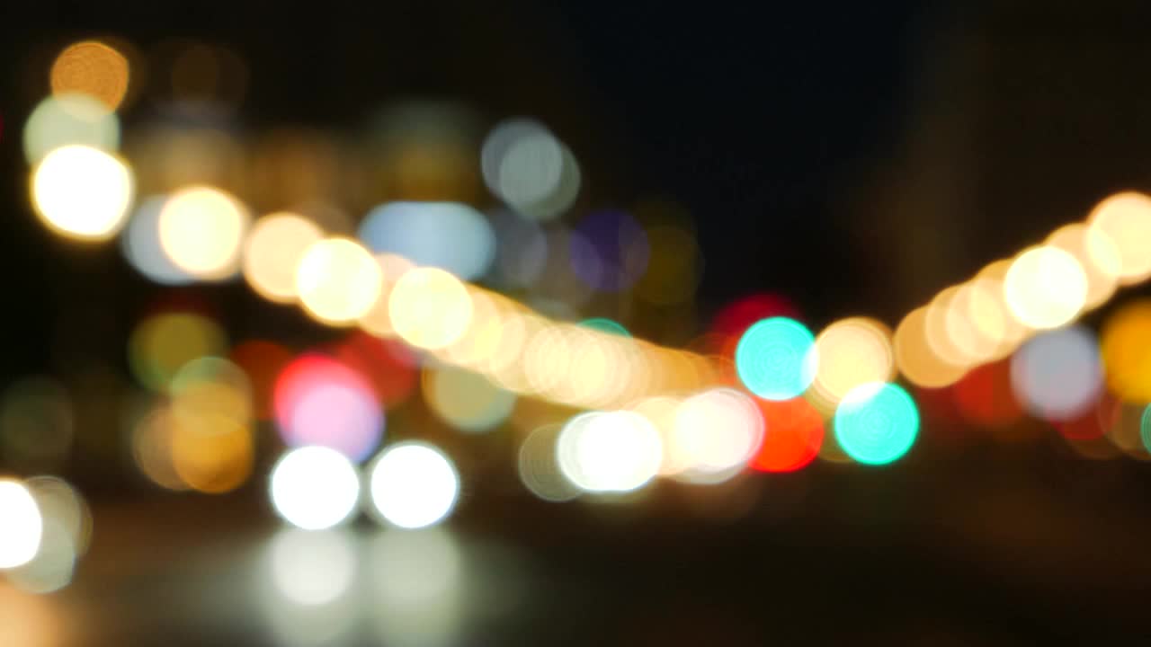Out of Focus Car Lights at Night
