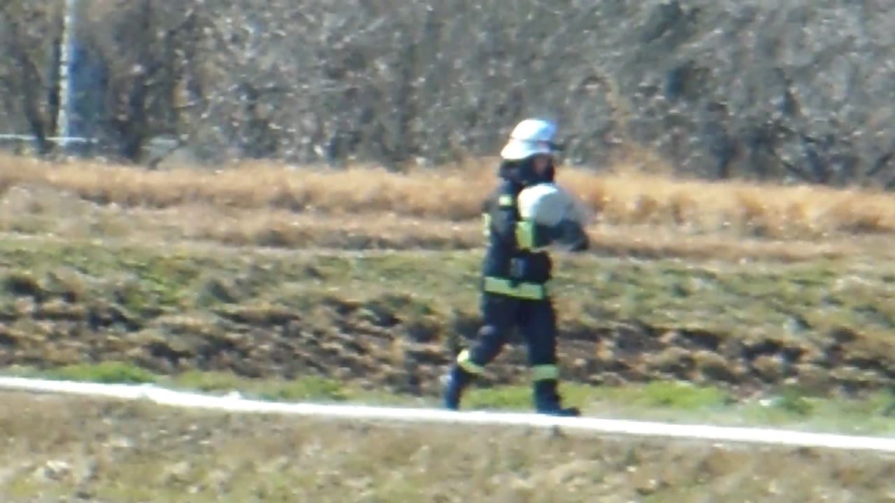 Firefighters at Work in the Rice Fields of Japan