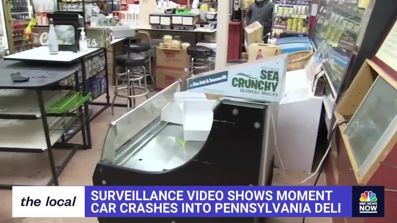 SURVEILLANCE VIDEO SHOWS MOMENT CAR CRASHES INTO PENNSYLVANIA DELI