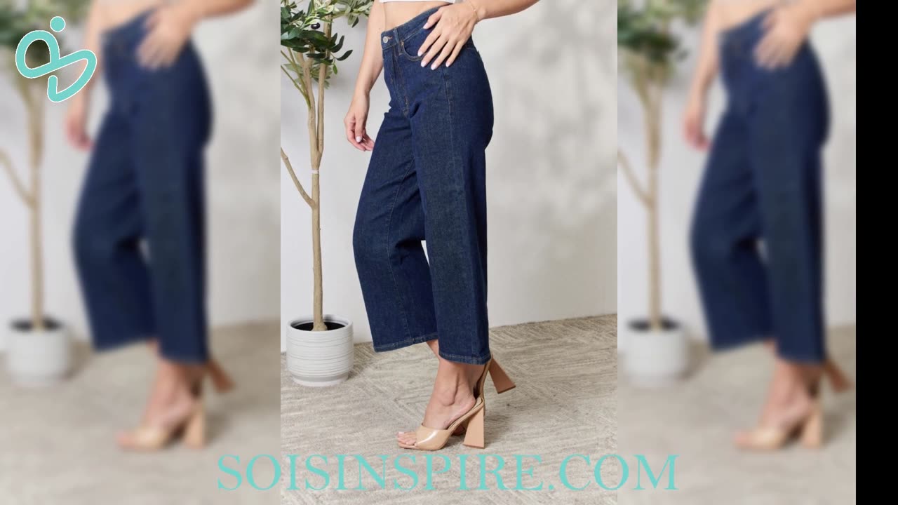 Judy Blue Full Size High Waist Cropped Wide Leg Jeans