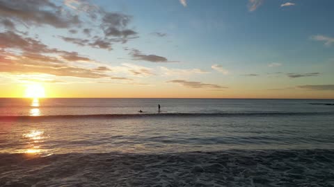 Surfer Ocean Recreation Royalty Aerial Drone Footage