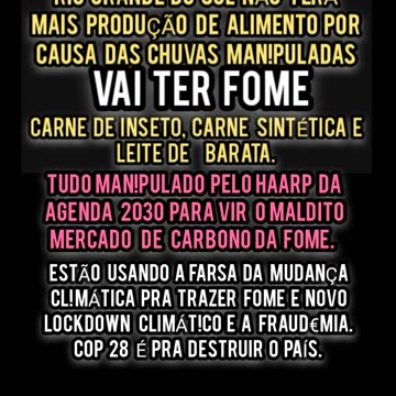 Se o povo aceitar e não cobrar dos políticos VAI SER FOME Rio Grande do Sul COP 28 AGENDA 2030