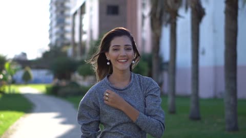 Girl Walking and Playing with her Silky Hairs 👱‍♀️