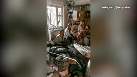 Photographer shoots graduation album in Ukraine ruins