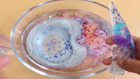 Making Galaxy slime with piping bag!Most satisfying slime vedio,ASMR