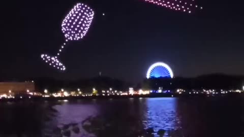 Wine 🍷 festival in France thousands of drones made a show in honour of a wine festival