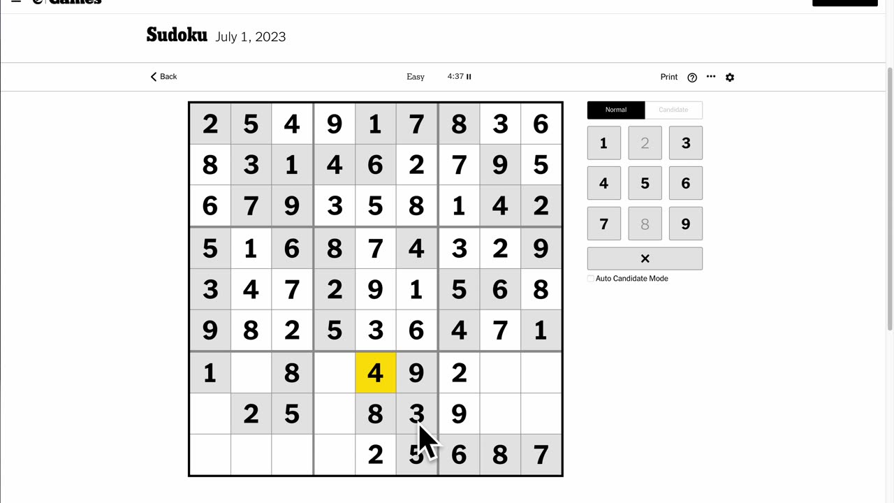 Sudoku 2023-07-01 easy