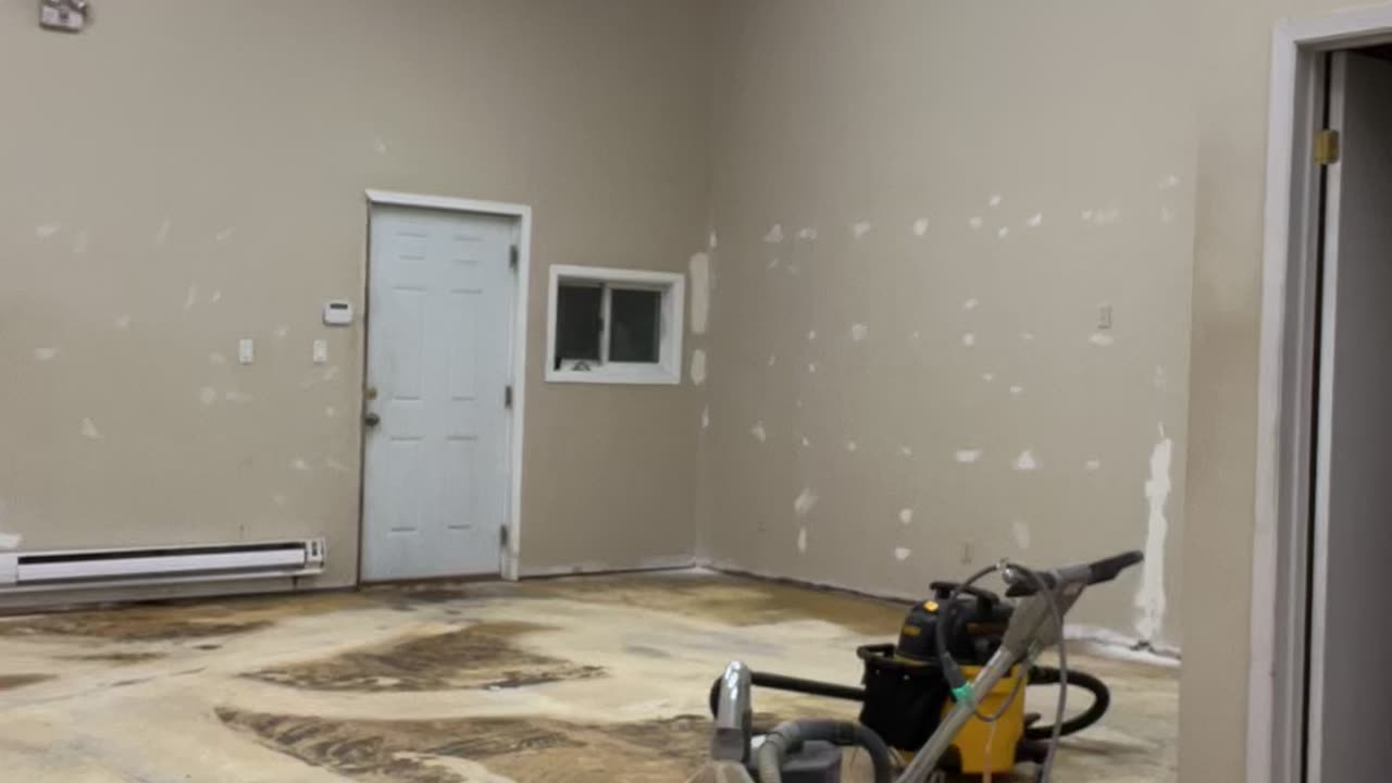 Sanding carpet glue