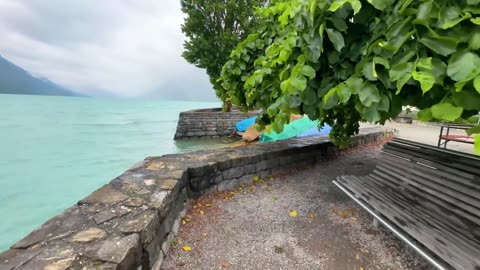 Refreshing summer rain in Brienz, Switzerland 🇨🇭 Swiss village 4K