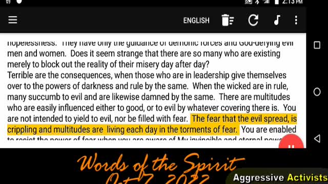 W.A.R.=WAGE AGGRESSIVE RESISTANCE _Words of the Spirit-Oct 7 2022