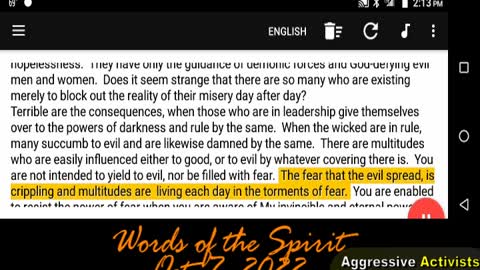 W.A.R.=WAGE AGGRESSIVE RESISTANCE _Words of the Spirit-Oct 7 2022