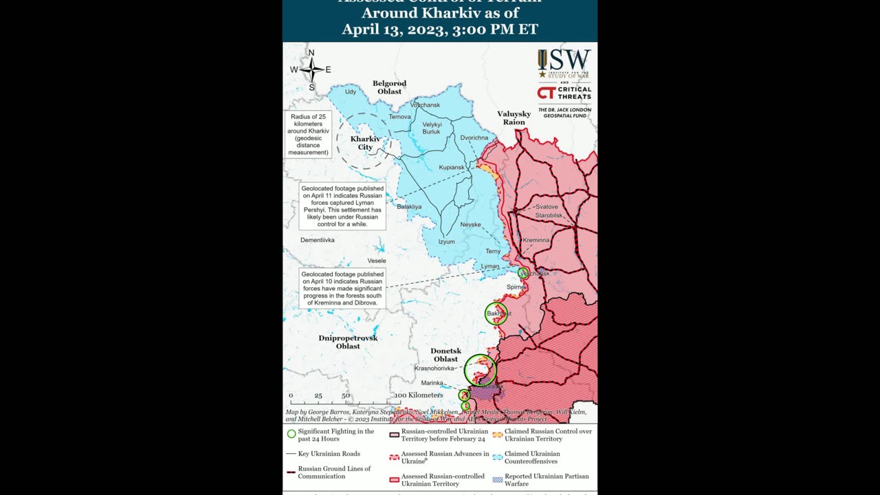 Of ISW War in Ukraine as of 15:00 ET on 13 Apr 2023