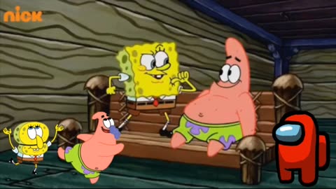 SpongeBob And Patrick Are Pretending To Be Imposters While Friends Give Each Other A High Five