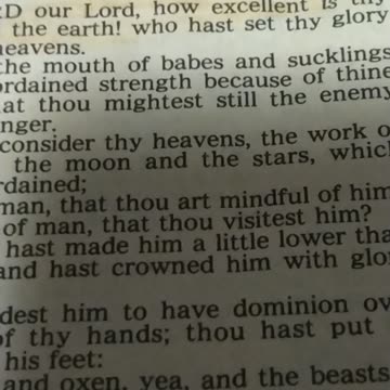 PSALM 8:1 O Lord, our Lord, How excellent is Your name in all the earth, !