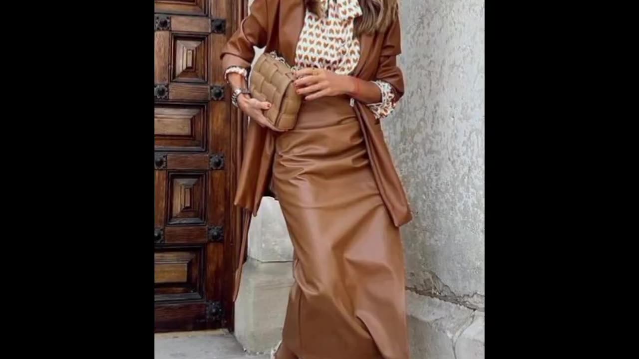 Attractive and stylish women's over 50-60 looking Attractive and Elegant in Leather outfits 2024