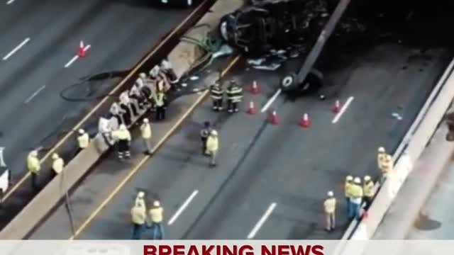 Drone video shows the aftermath of crash that closed I-95