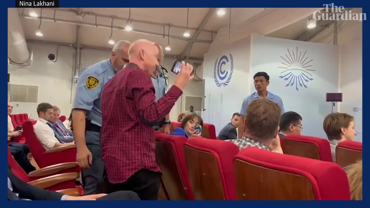 'All of you are war criminals': activist disrupts Russia's first public meeting at Cop27