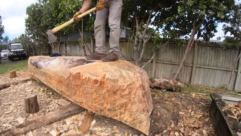 DUGOUT CANOE BUILD - Timelapse, by Outbackmike