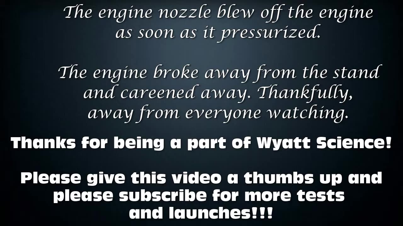 Sugar Motor Breaks Free From Test Stand