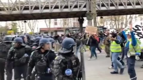 Paris: The Heavily outnumbered Police are forced to retreat.