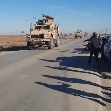 In the Syrian province of Haseke, local residents threw stones at a US military patrol