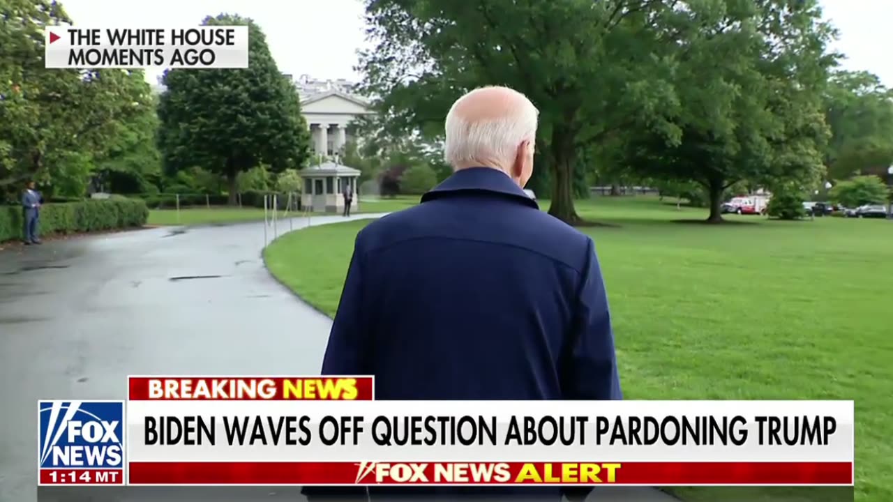 Peter Doocy asks Biden where he is on the idea of a president pardoning Trump