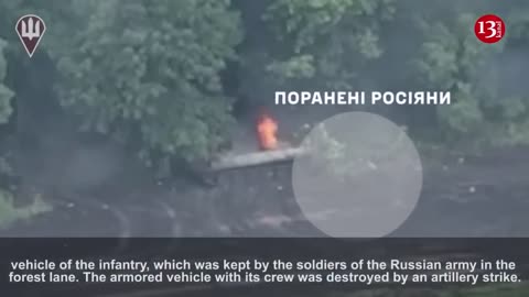 After their armored fighting vehicle was hit, Russians could escape with injuries