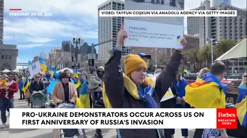 Pro-Ukraine Demonstrations Take Place Across US On One-Year Anniversary Of Russia's Invasion