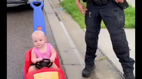 Police 🚨 and cute kids car fine