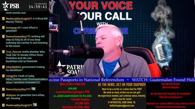 2021-11-28 14:00 EST - Your Voice, Your Call: with Chris Moore