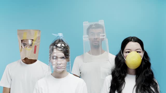 A Group Wearing Innovative Do It Yourself Protective Mask