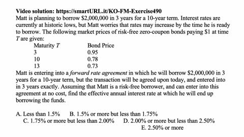 Exam FM exercise for March 8, 2022