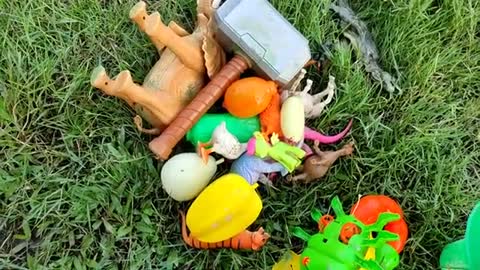 Cleaning Muddy Animals And Fruits Toys T Rex Baby Shark Pineapple