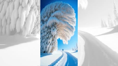 White snow place with trees and human.