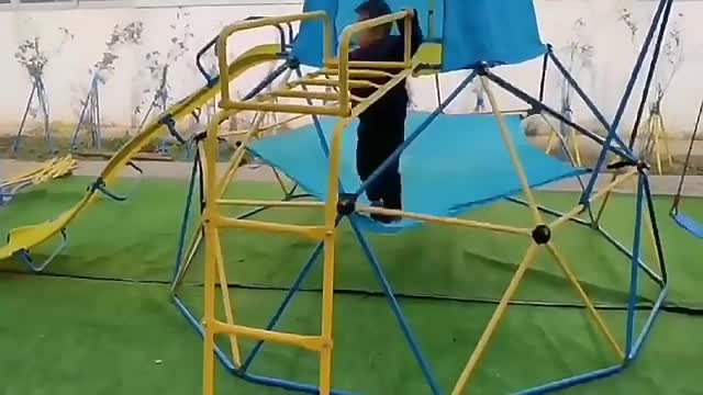 10FT Dome Climber with Platform Swing Slide For 3+ Kids Play Outdoor Playground
