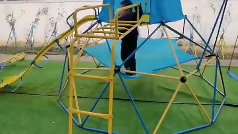 10FT Dome Climber with Platform Swing Slide For 3+ Kids Play Outdoor Playground