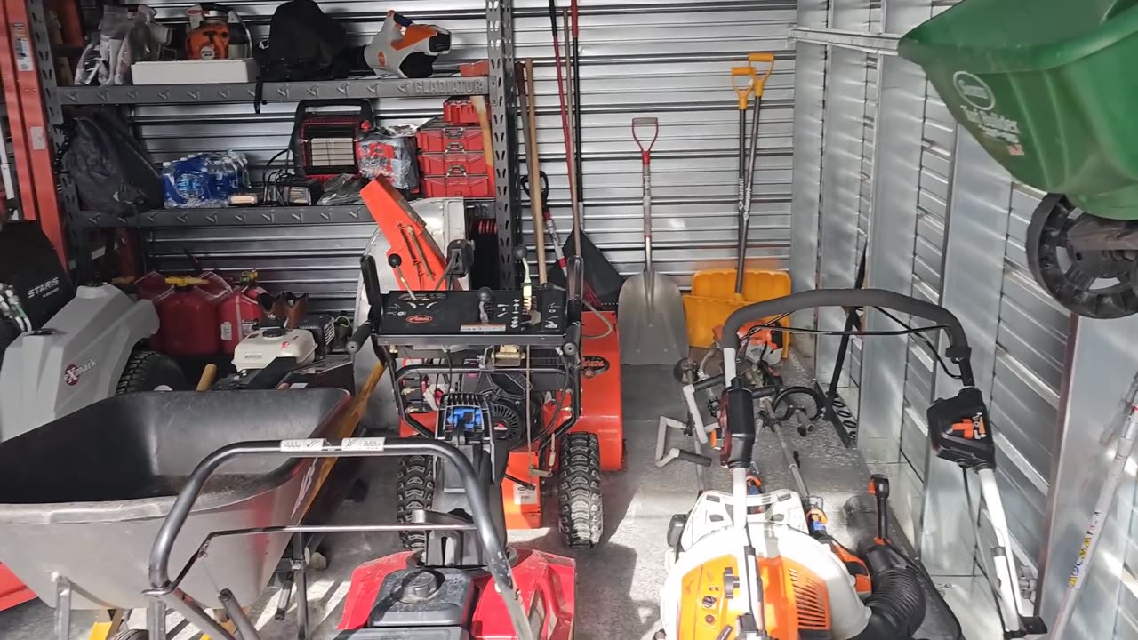 Organizing My Lawn Care Business Storage Unit | Shelves & Hooks