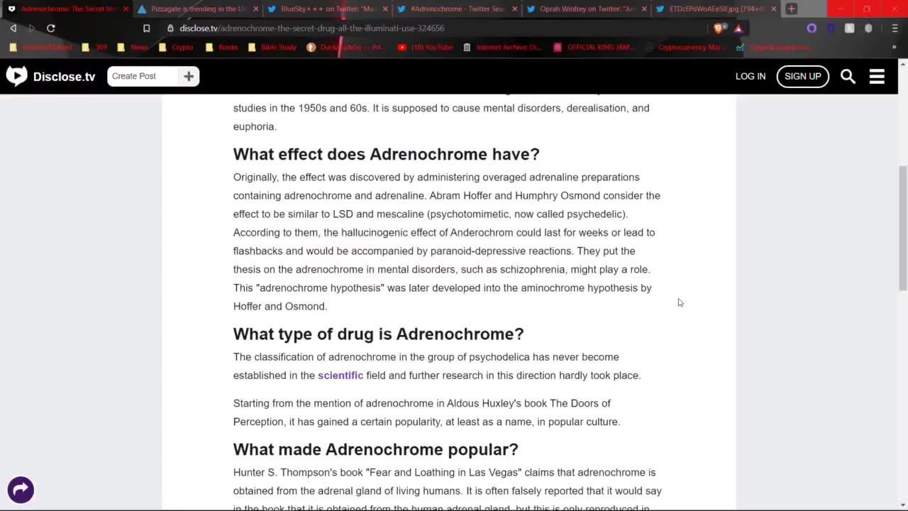 Adrenochrome Drug Of The Elite