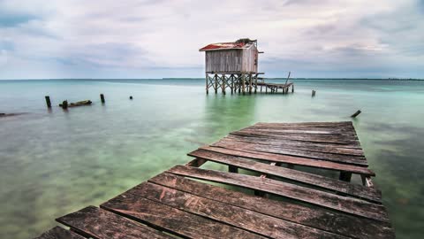 Old Dock Over The Caribbean Sea In Belize Sky Background Free To Use