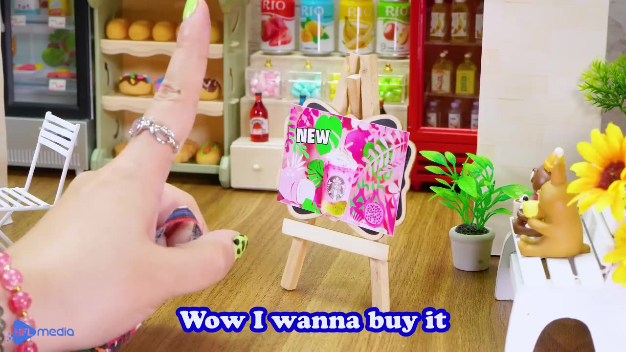 Trying miniature dragon fruit Starbucks in real mini kitchen, ASMR miniature cooking