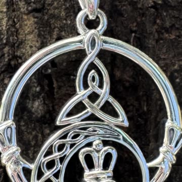 Christmas Promo: Claddagh & Celtic Crescent Moon Pendant 🌙💖