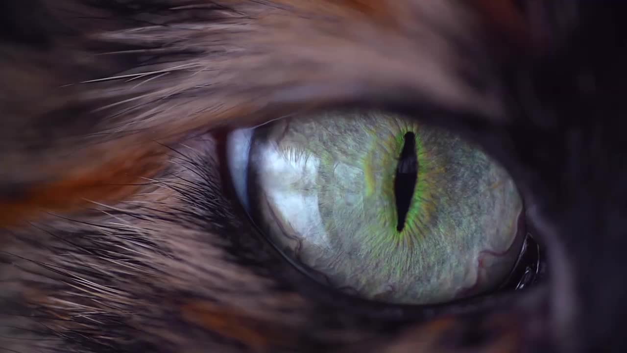 Focus on the movement of the cat's eyes